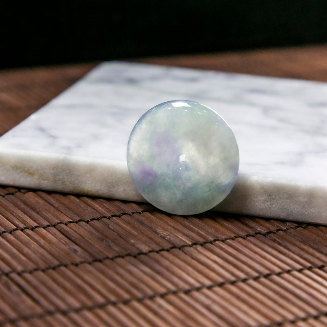 天然緬甸翡翠冰淡春彩平安扣