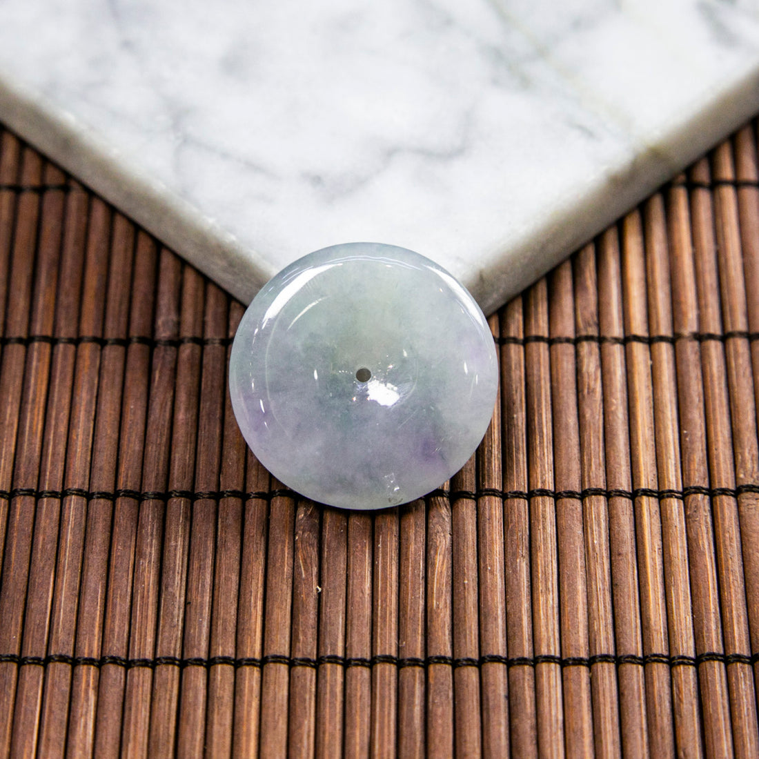 Natural Burmese Jade Icy Light Green & Lavender Ping An Donut