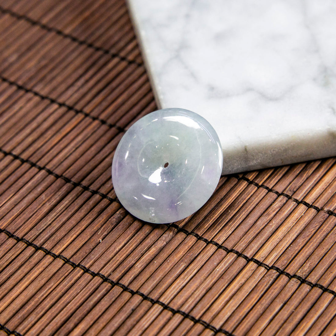 Natural Burmese Jade Icy Light Green & Lavender Ping An Donut