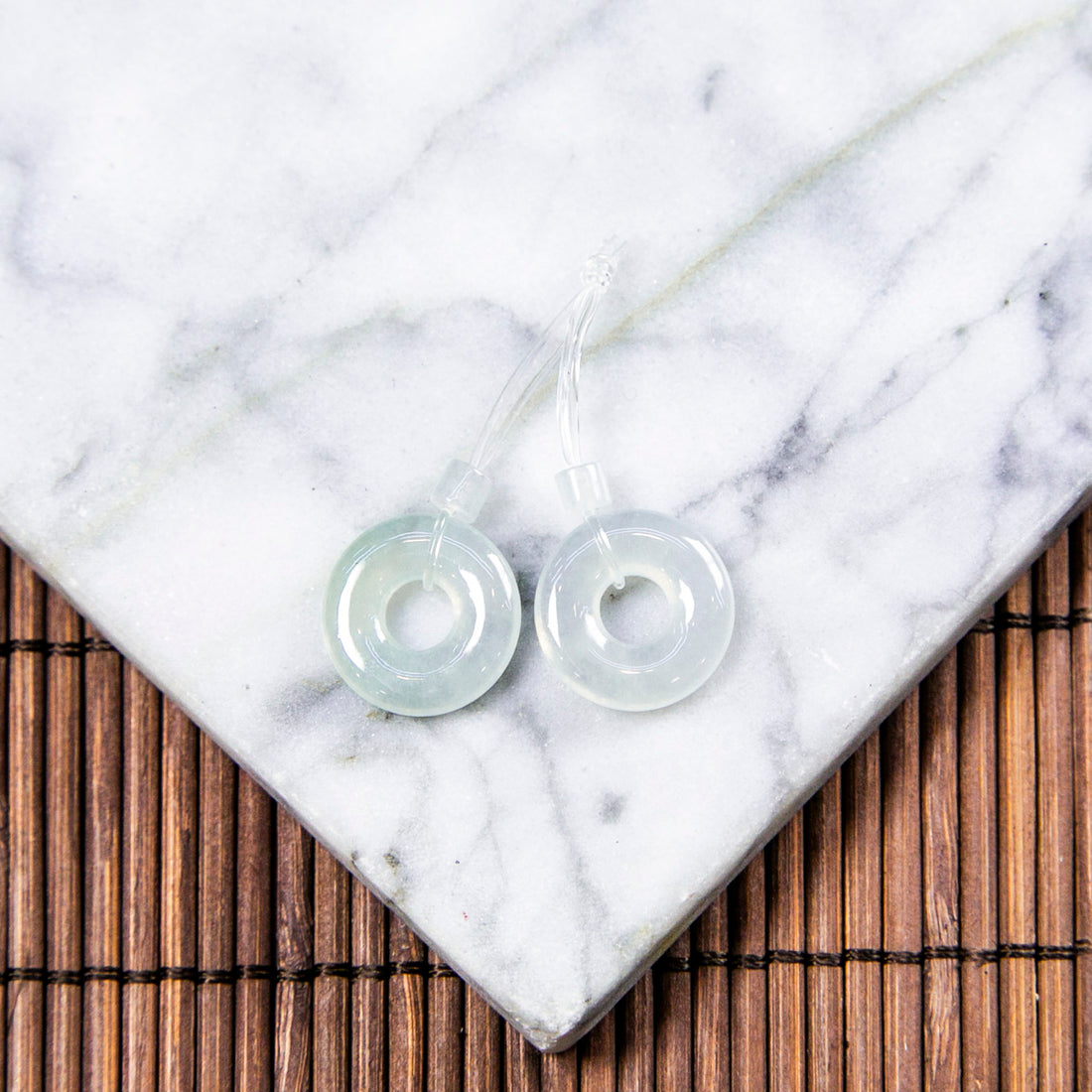 Natural Burmese Jade Icy White Donut Pair