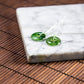 Natural Burmese Jade Icy Green Piao Hua Donut Pair