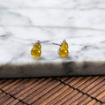 18K Platinum Diamond Natural Burmese Jade Icy Yellow Hulu Ear Studs