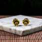 18K Gold Diamond Natural Burmese Jade Ink Jade Cabochon Ear Studs