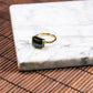 18K Gold Diamond Natural Burmese Jade Ink Jade Rectangle Ring