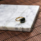18K Gold Diamond Natural Burmese Jade Ink Jade Rectangle Ring