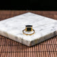 18K Gold Diamond Natural Burmese Jade Ink Jade Rectangle Ring