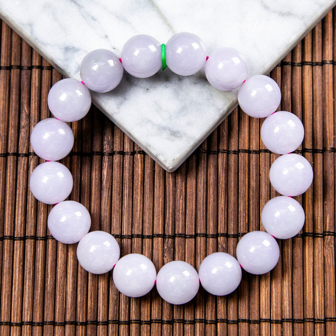 Natural Burmese Jade Lavender Beaded Bracelet