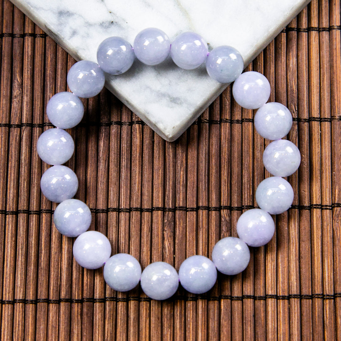 Natural Burmese Jade Bluish Lavender Beaded Bracelet