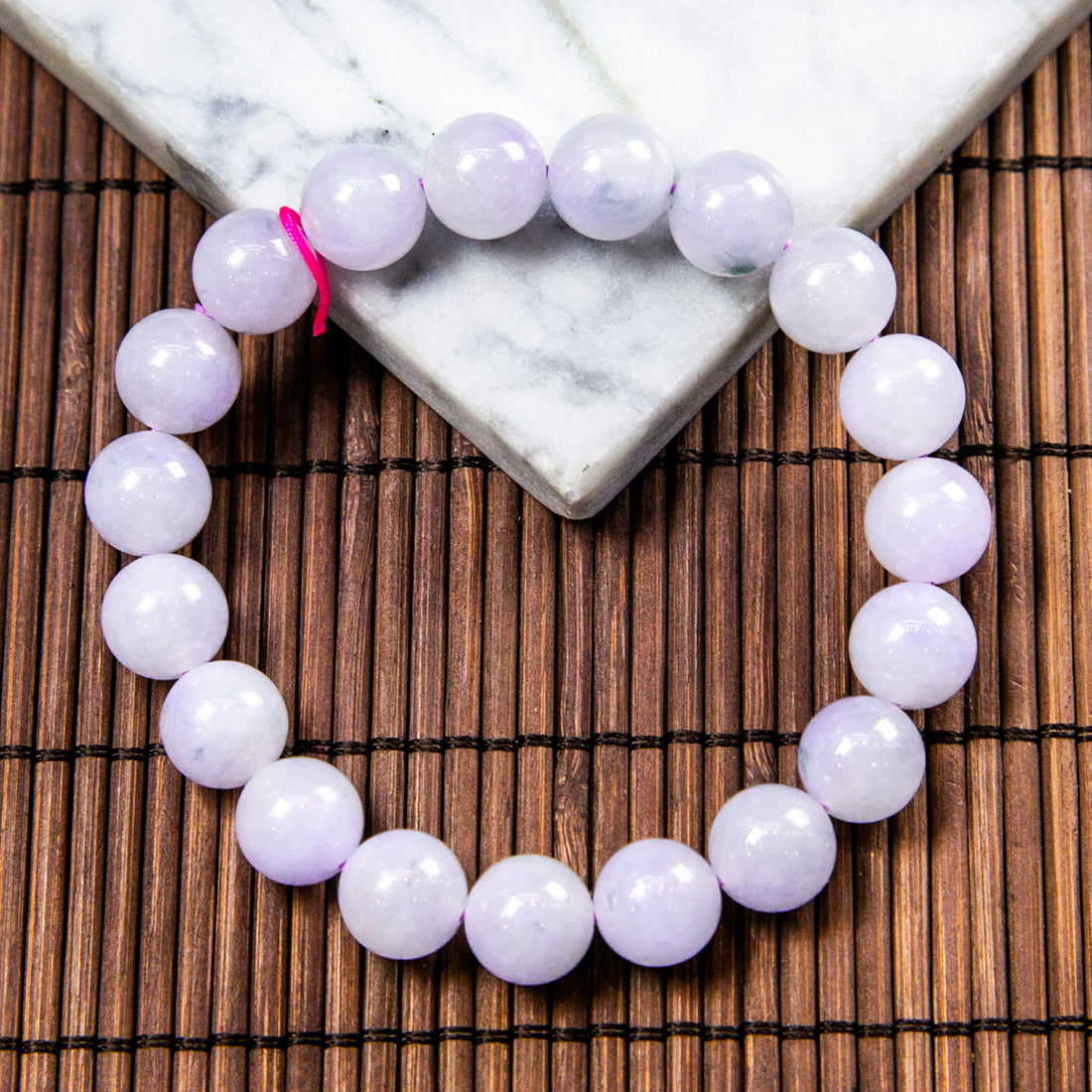 Natural Burmese Jade Icy Pinkish Lavender Piao Hua Beaded Bracelet