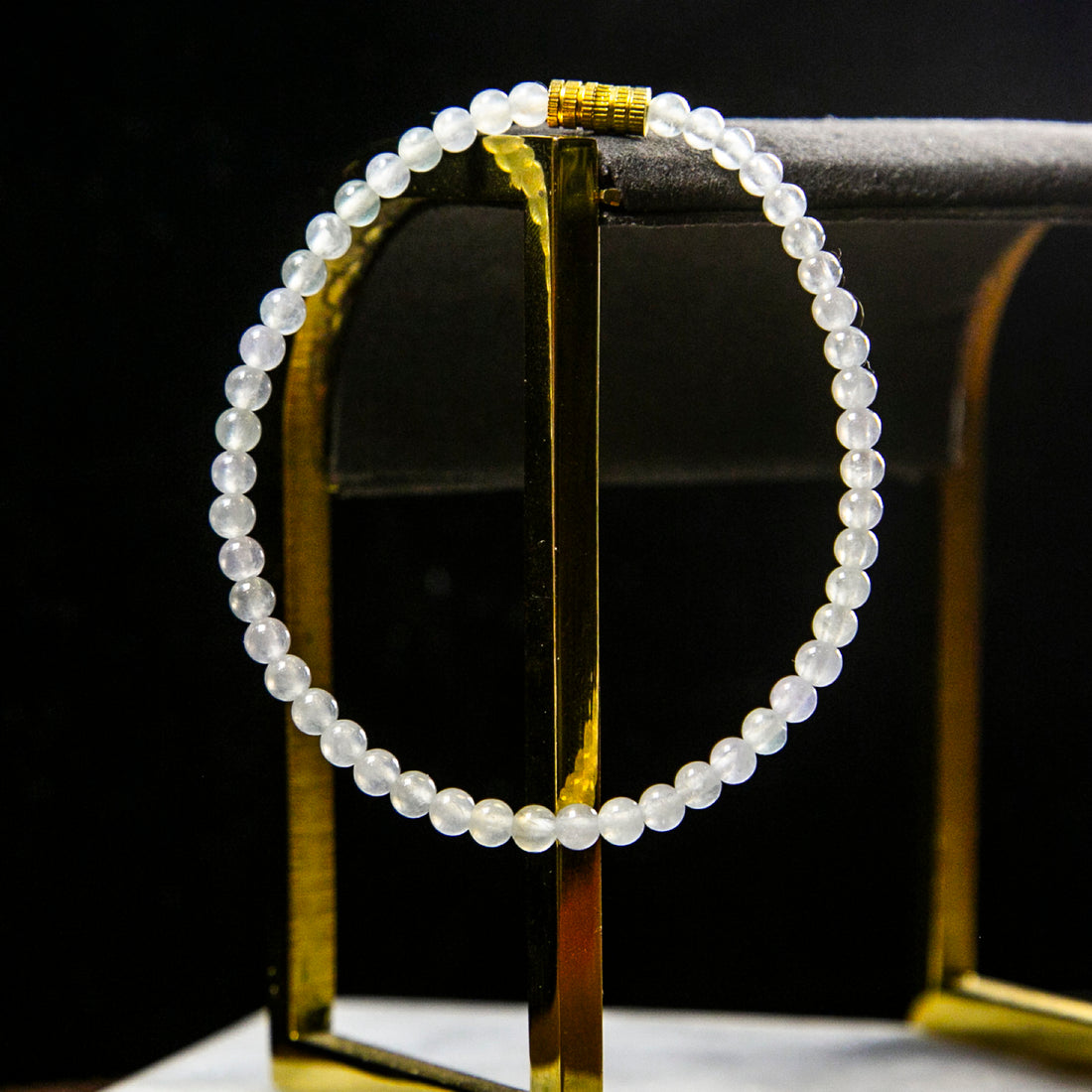 天然緬甸翡翠冰白小米手珠串