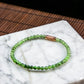 Natural Burmese Jade Gradient Icy Apple Green Piao Hua Beaded Bracelet