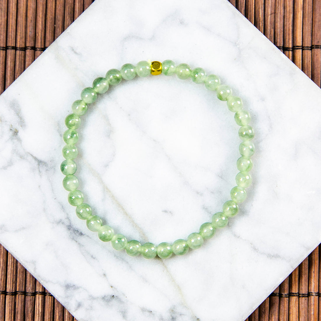 Natural Burmese Jade Icy Green Piao Hua Beaded Bracelet