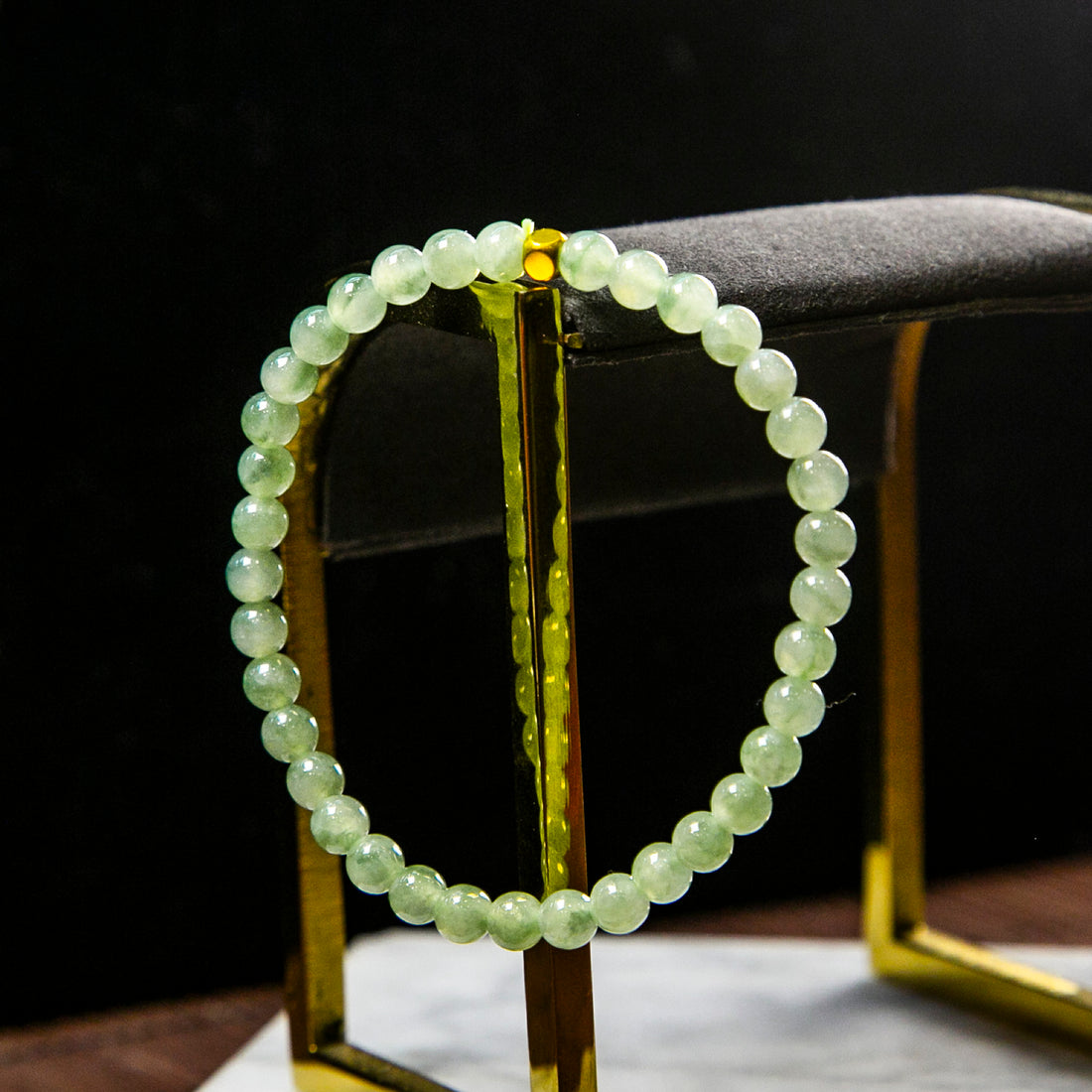Natural Burmese Jade Icy Green Piao Hua Beaded Bracelet