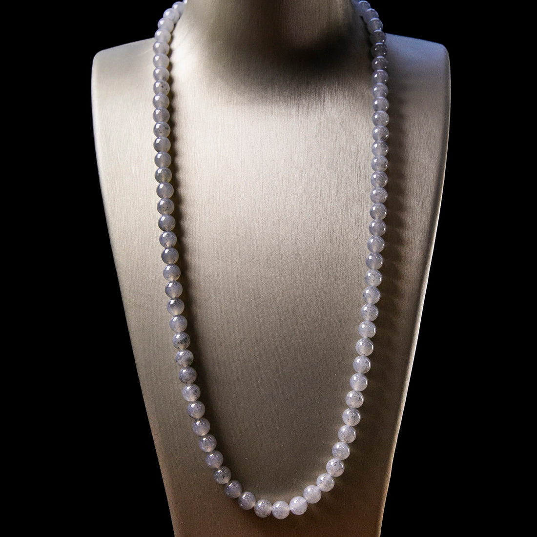 Natural Burmese Jade Icy Wuji Black Jade Beaded Necklace