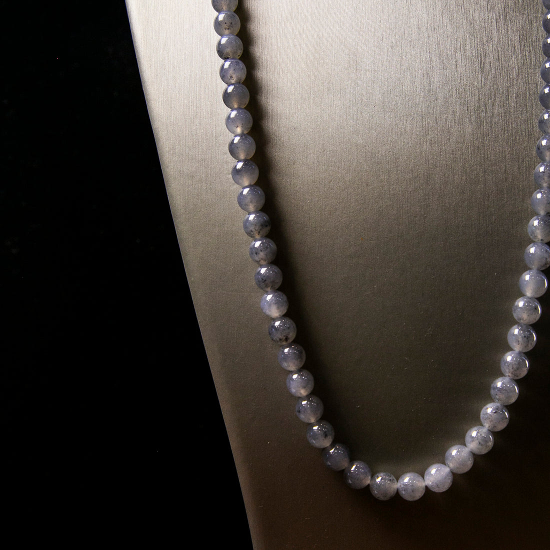 Natural Burmese Jade Icy Wuji Black Jade Beaded Necklace