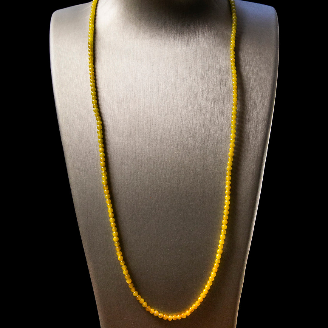 Natural Burmese Jade Yellow Beaded Necklace