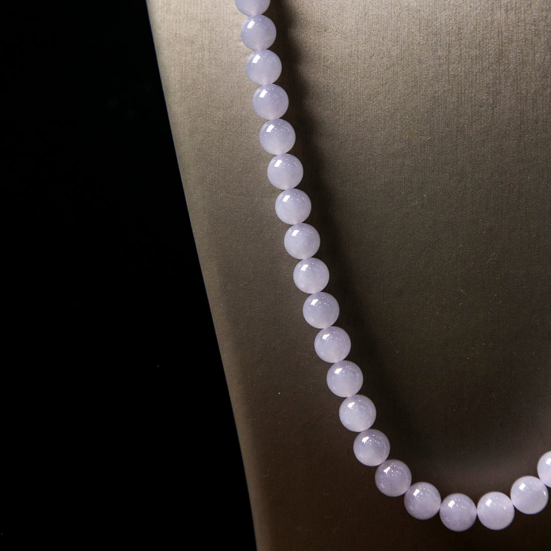 Natural Burmese Jade Icy Light Purple Beaded Necklace