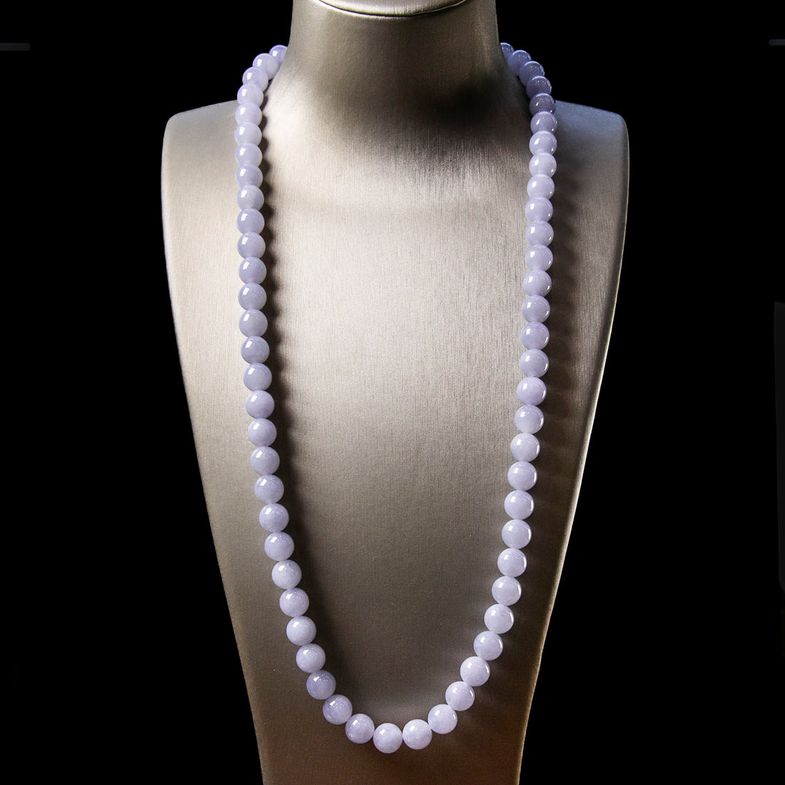 Natural Burmese Jade Bluish Lavender Beaded Necklace