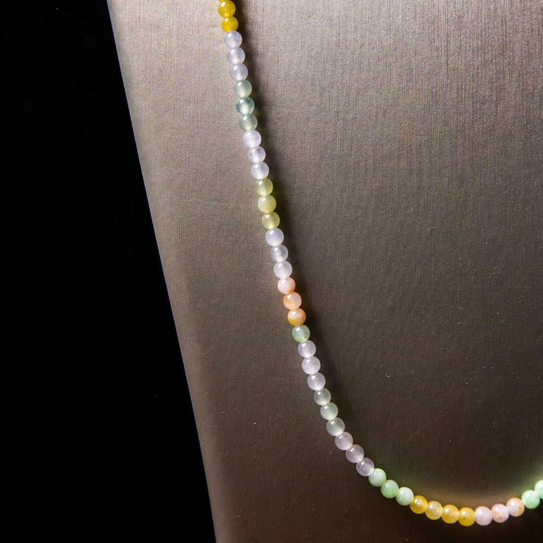 Natural Burmese Jade Icy Multi-Color Beaded Necklace