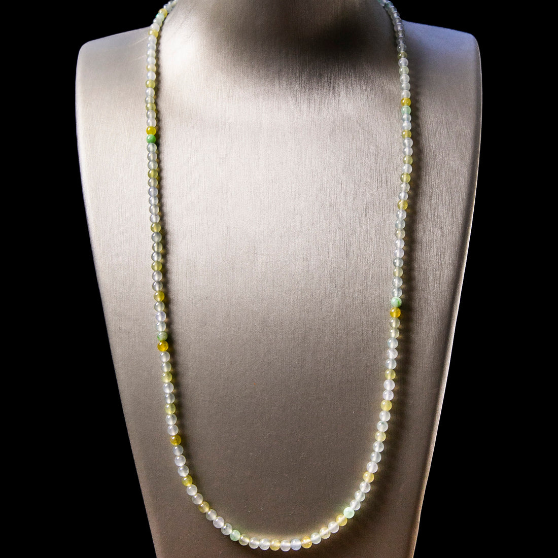 Natural Burmese Jade Icy Multi-Color Beaded Necklace