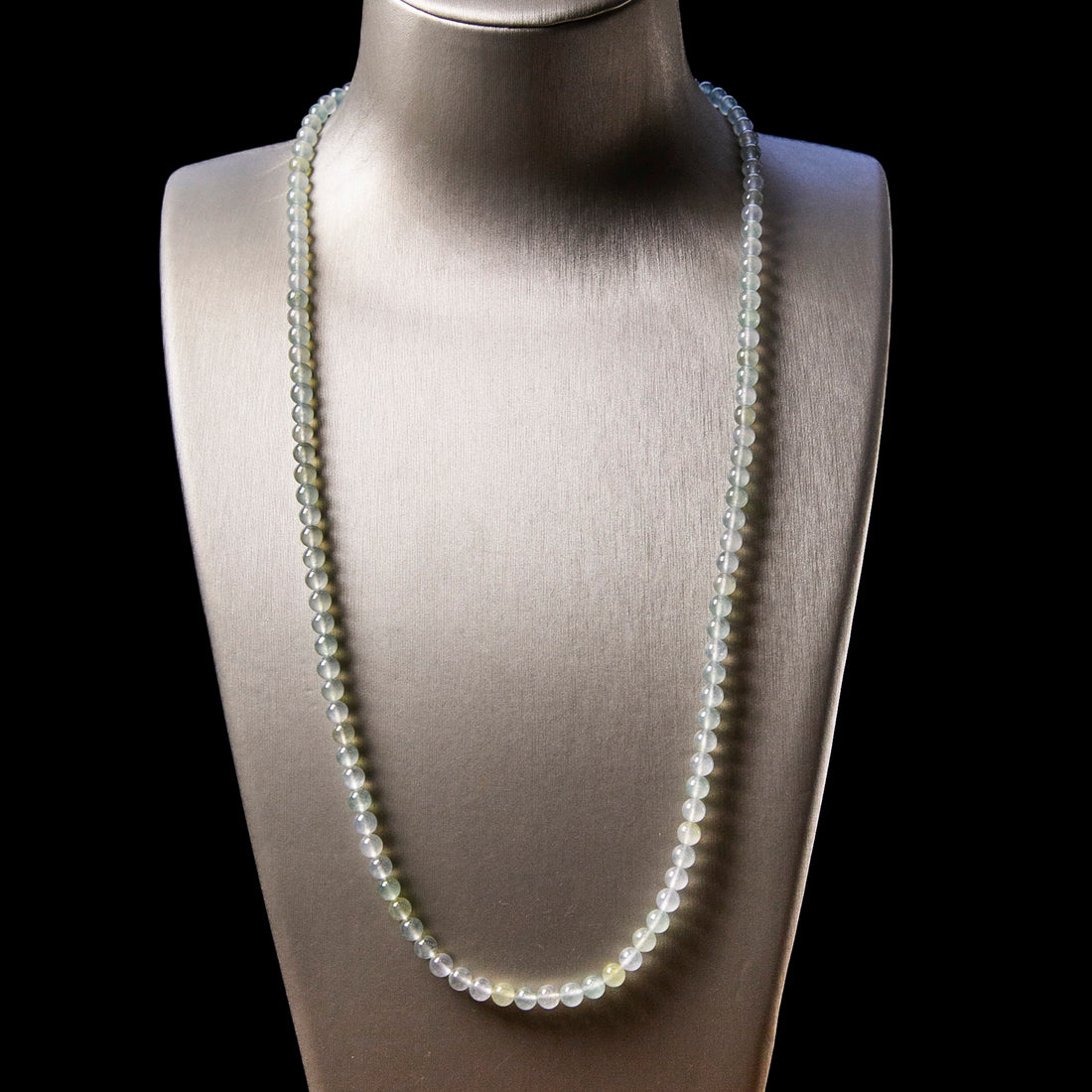 Natural Burmese Jade Icy Light Green Beaded Necklace