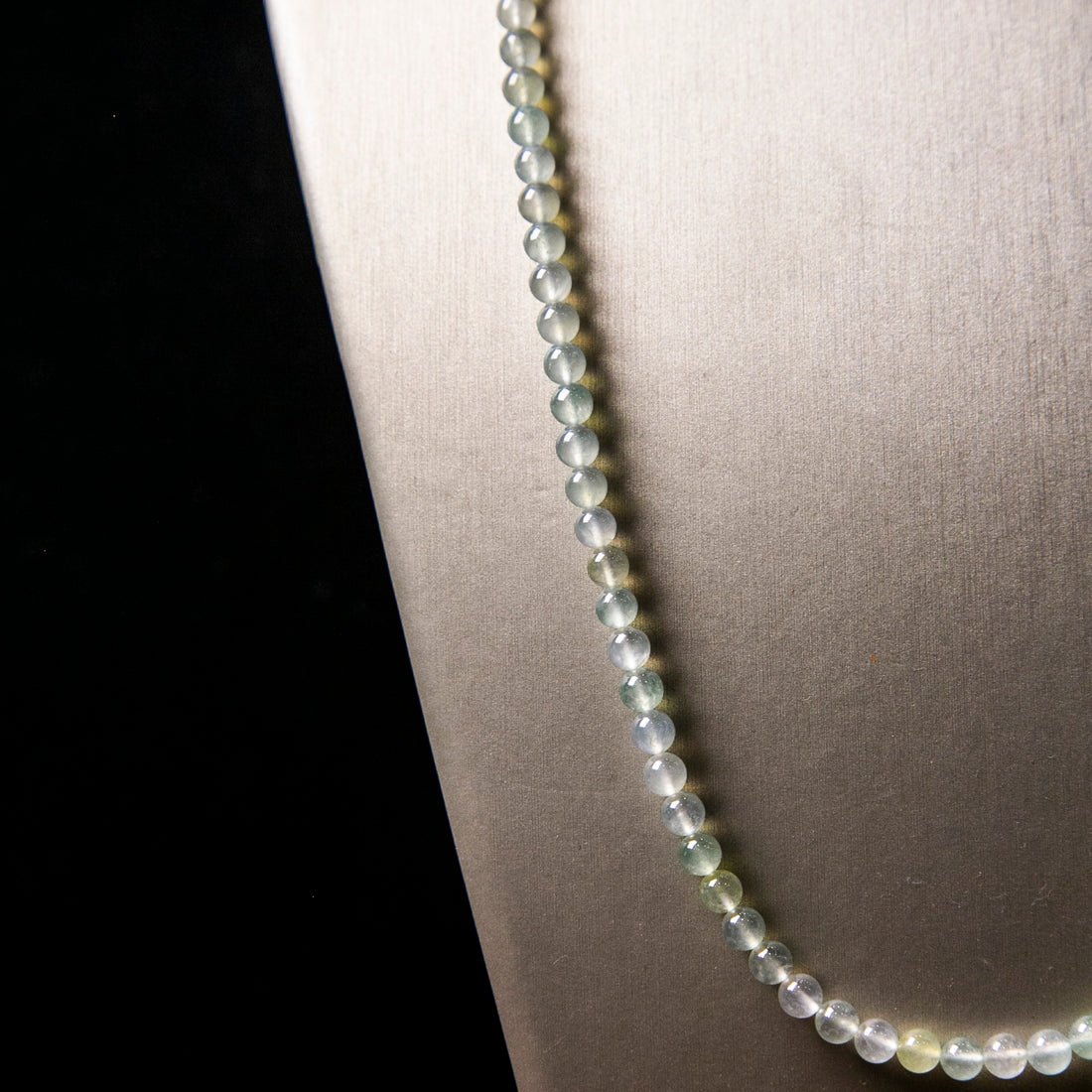 Natural Burmese Jade Icy Light Green Beaded Necklace