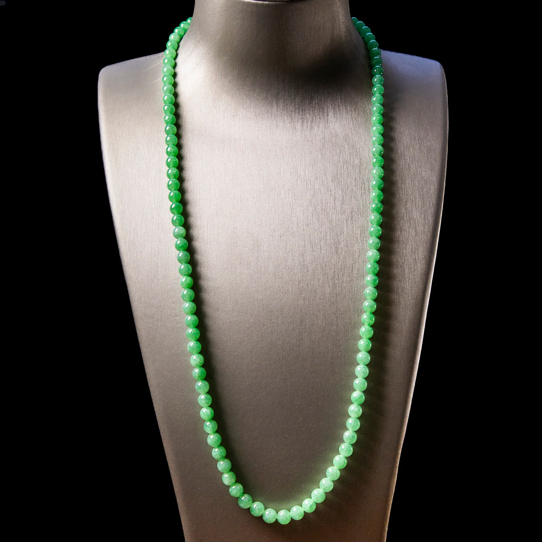Natural Burmese Jade Light Green Beaded Necklace