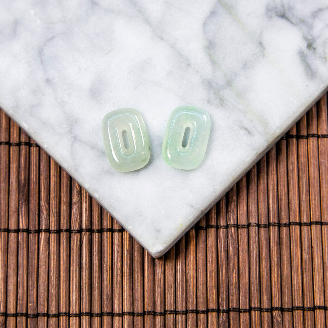 Natural Burmese Jade Icy White Piao Hua Carved Jade Pair