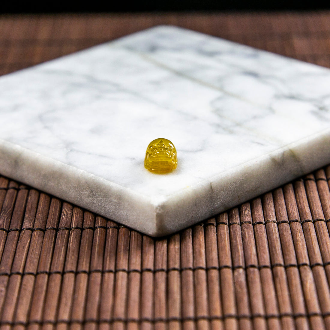 天然緬甸翡翠冰橙黃貔貅裸石（已打孔）