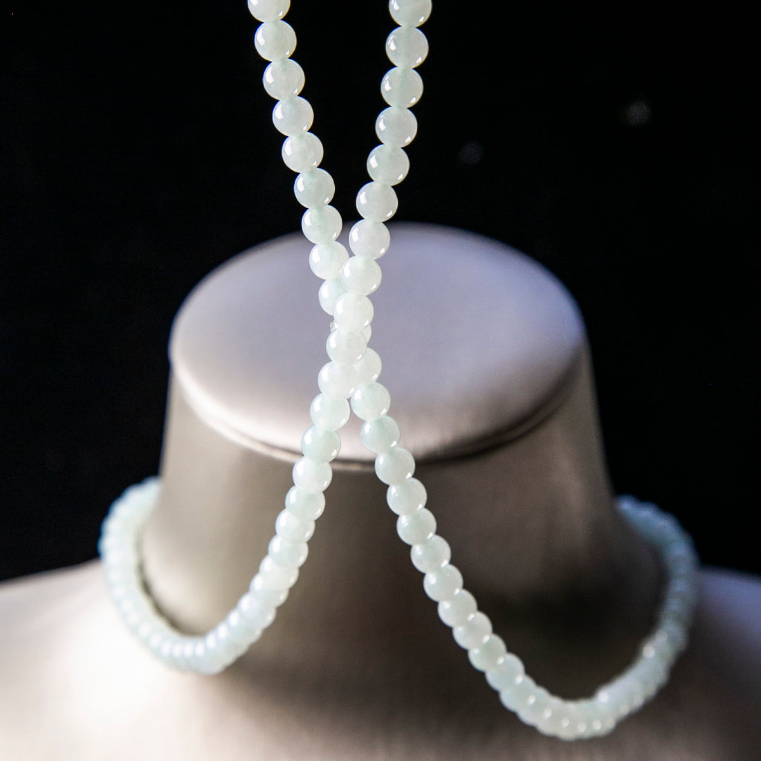 天然緬甸翡翠淡綠珠串