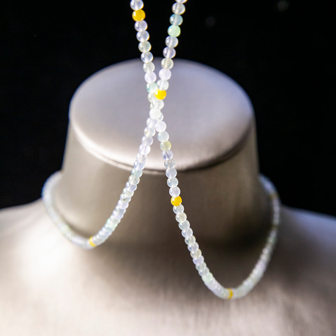 Natural Burmese Jade Icy Multi-Color Beaded Necklace