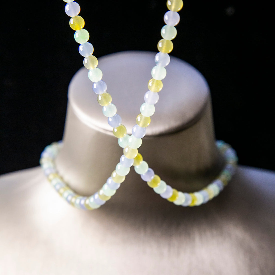 Natural Burmese Jade Icy Multi-Color Beaded Necklace