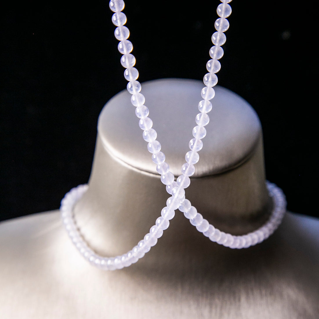 Natural Burmese Jade Icy White Beaded Necklace