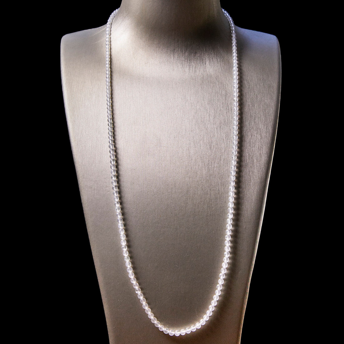 Natural Burmese Jade Icy White Beaded Necklace