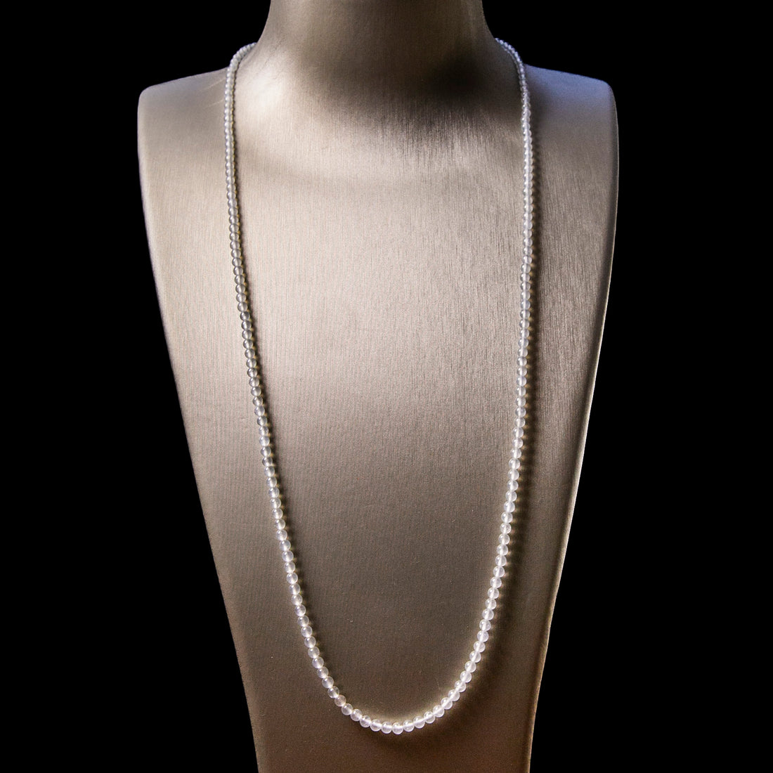 Natural Burmese Jade Icy White Beaded Necklace