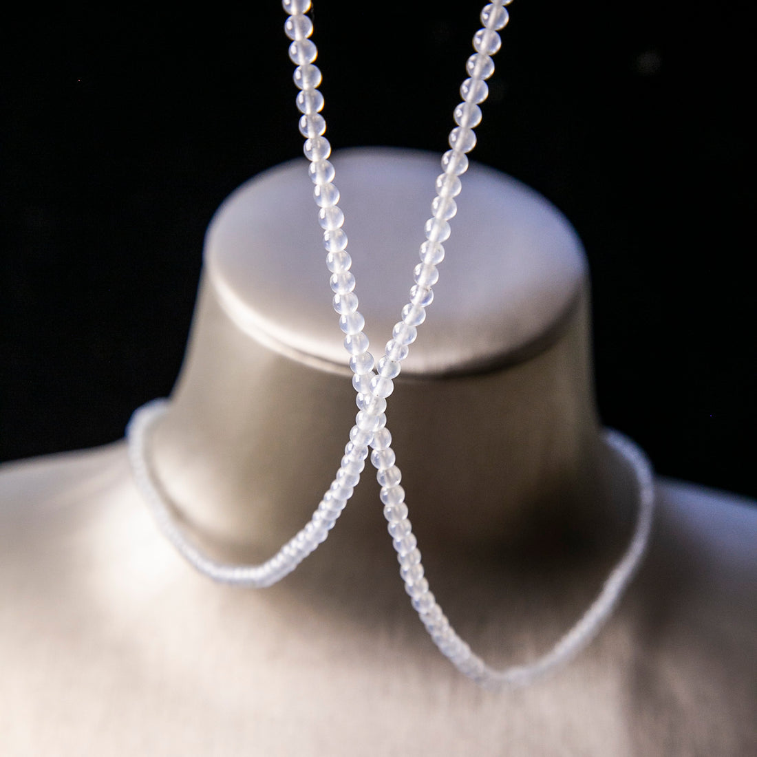 Natural Burmese Jade Icy White Beaded Necklace