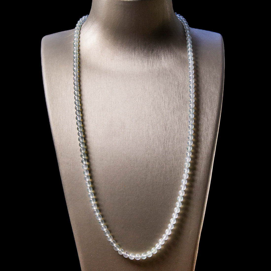 Natural Burmese Jade Icy Light Green Piao Hua Beaded Necklace