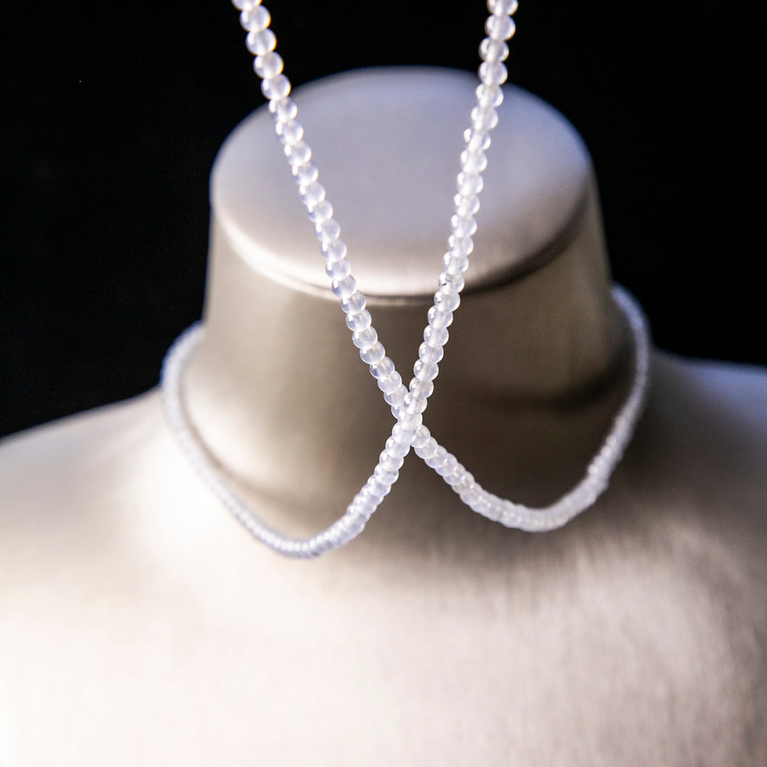 Natural Burmese Jade Icy Black Wuji Beaded Necklace