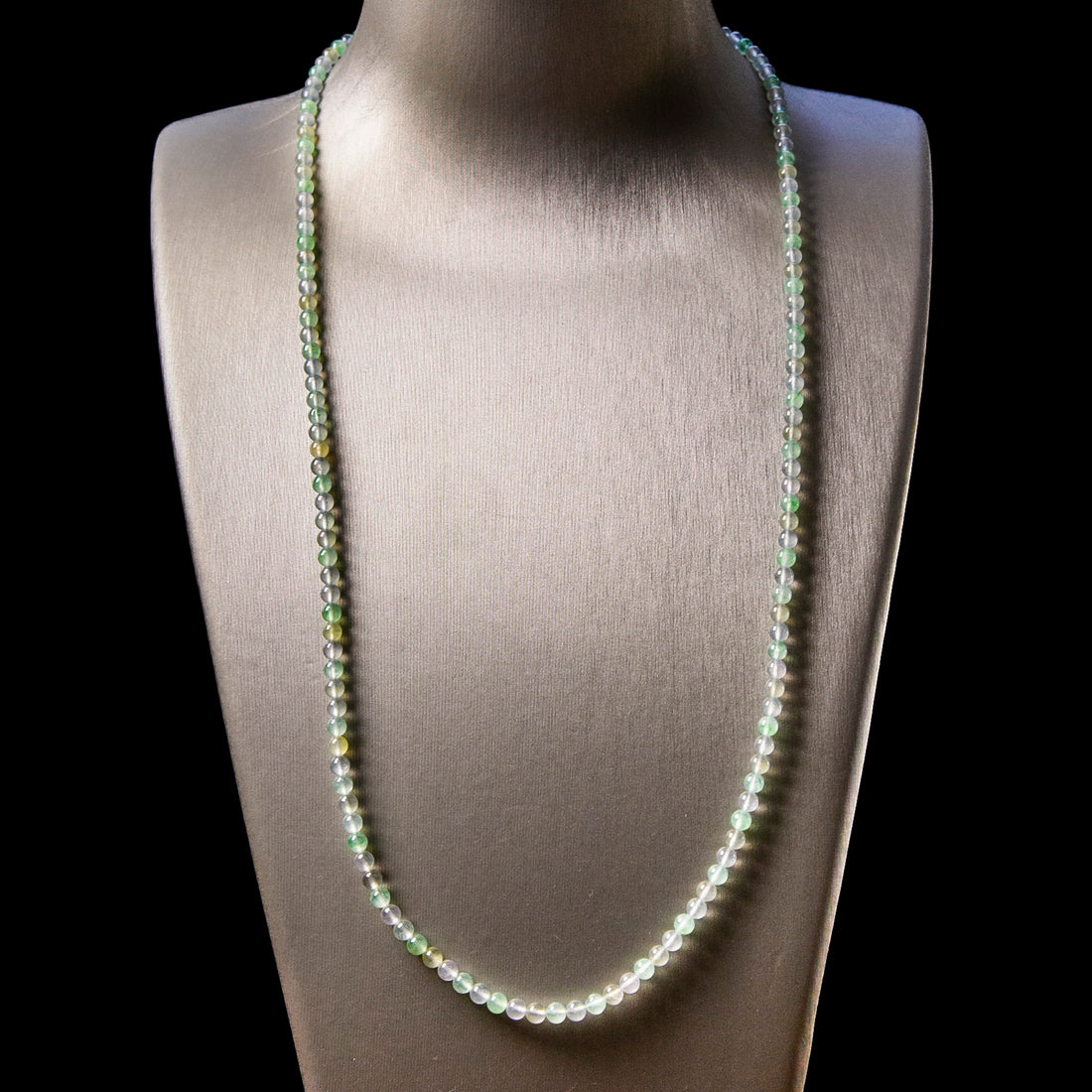 Natural Burmese Jade Icy Multi-Color Piao Hua Beaded Necklace