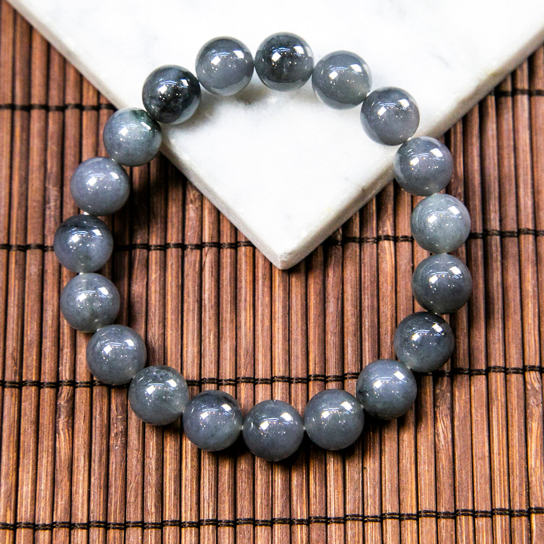 Natural Burmese Jade Black Wuji Beaded Bracelet