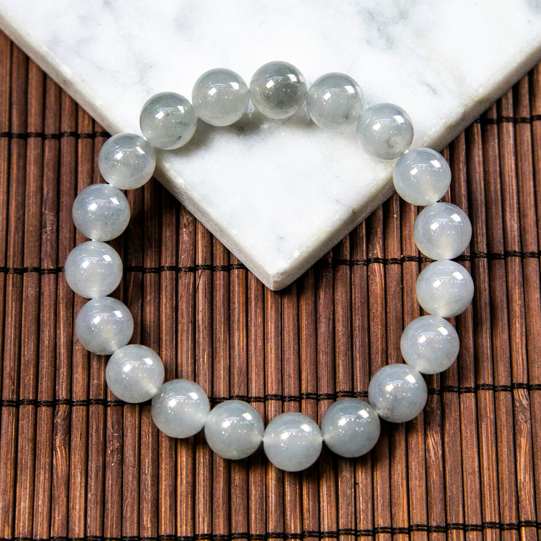 Natural Burmese Jade Icy Black Wuji Beaded Bracelet