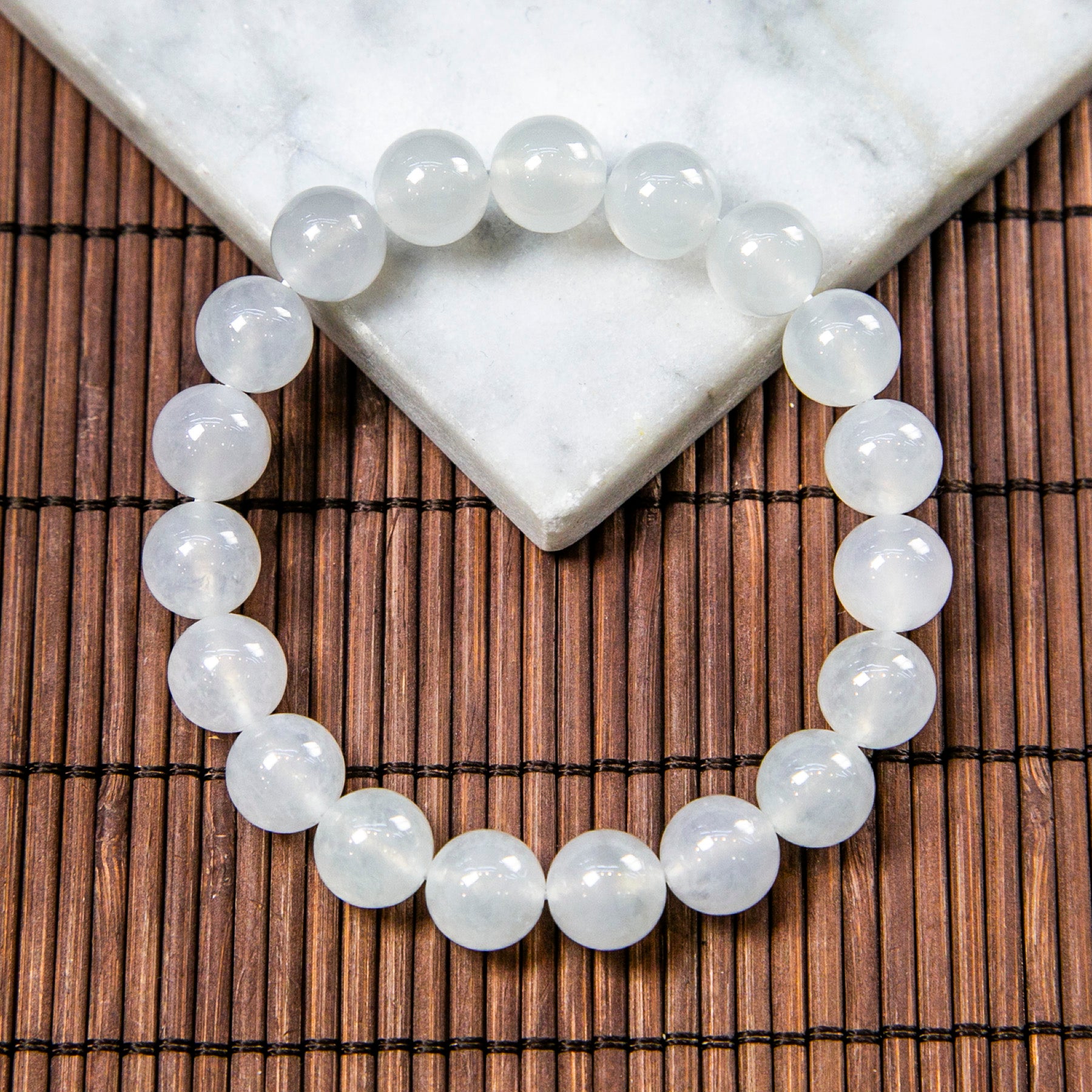 天然緬甸翡翠冰白手珠串