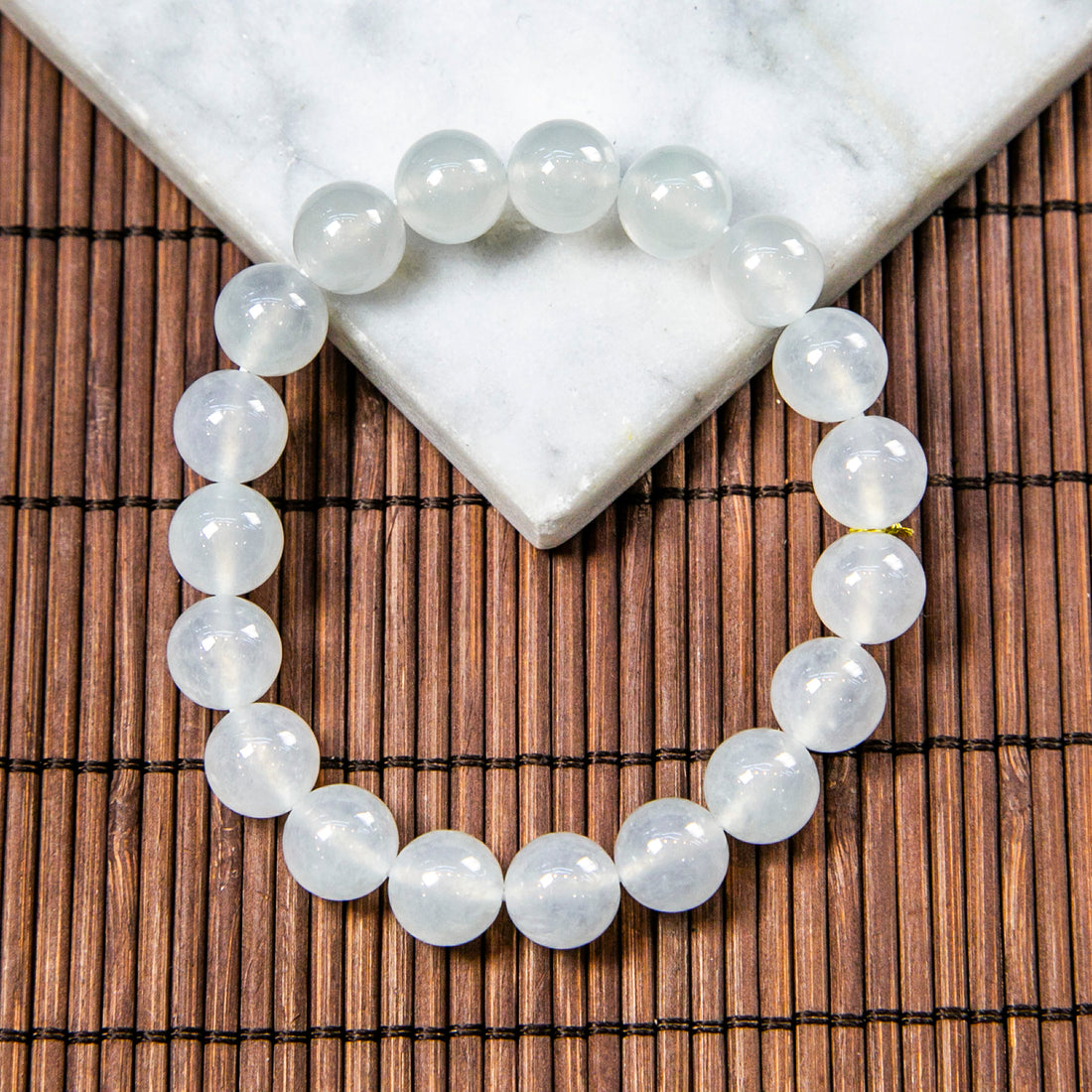 天然緬甸翡翠冰白手珠串