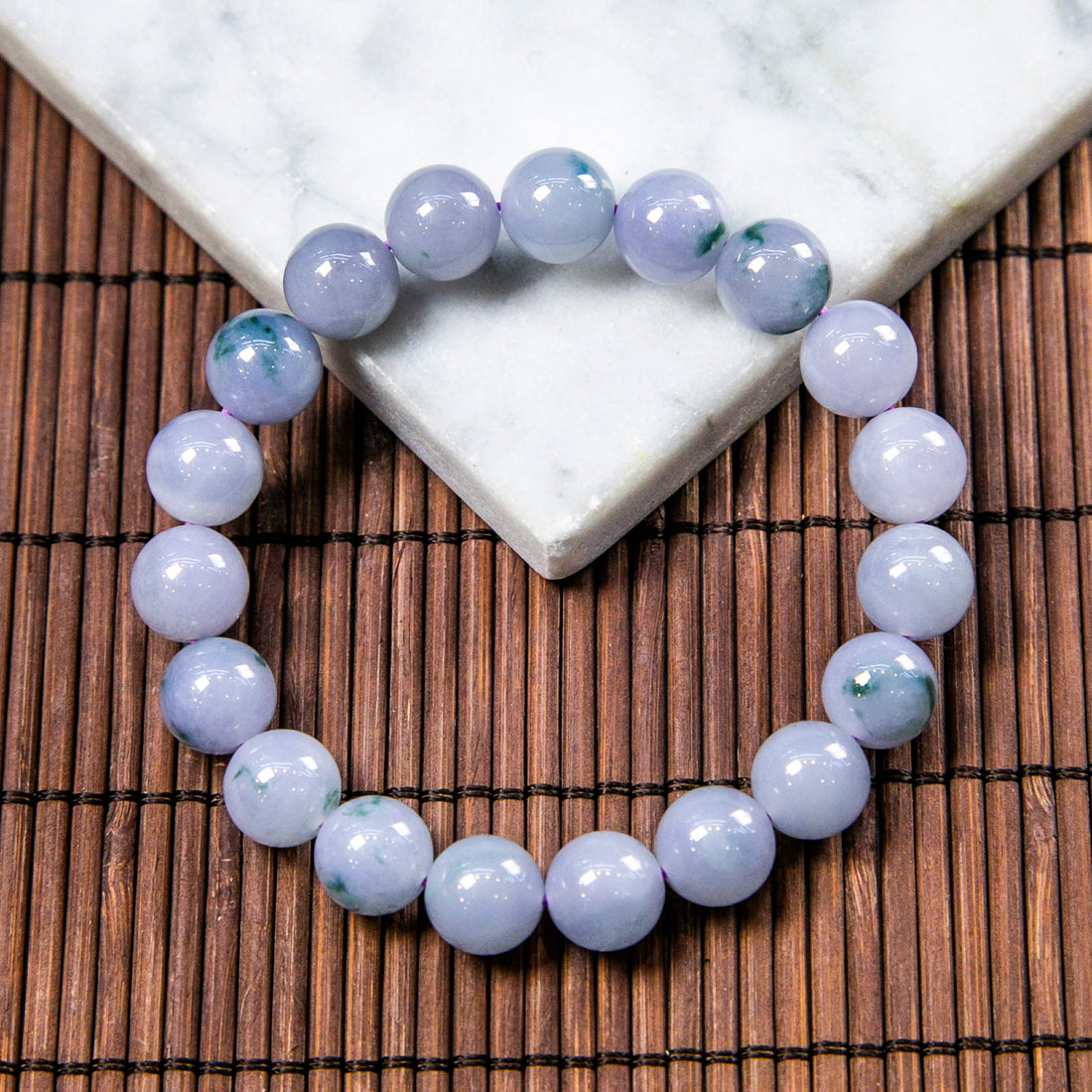 Natural Burmese Jade Monet Style Lavender Piao Hua Beaded Bracelet