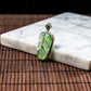 18K Platinum Diamond Natural Burmese Jade Icy Light Green Piao Hua Leaf Pendant