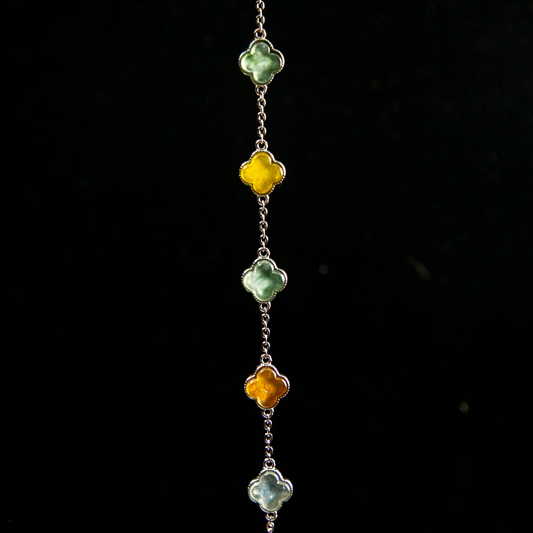 S925天然緬甸翡翠多寶四葉草手鏈 (適合手圍 16-19cm)