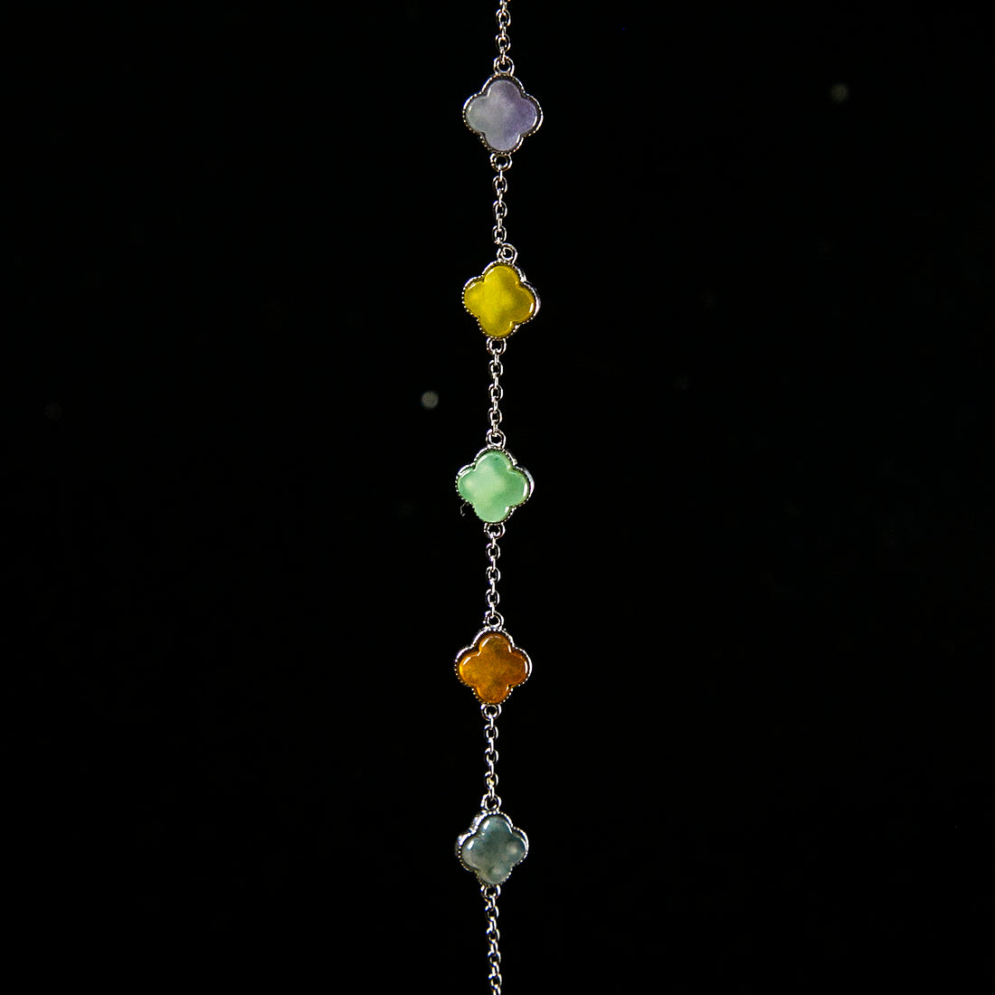 S925天然緬甸翡翠多寶四葉草手鏈 (適合手圍 16-19cm)