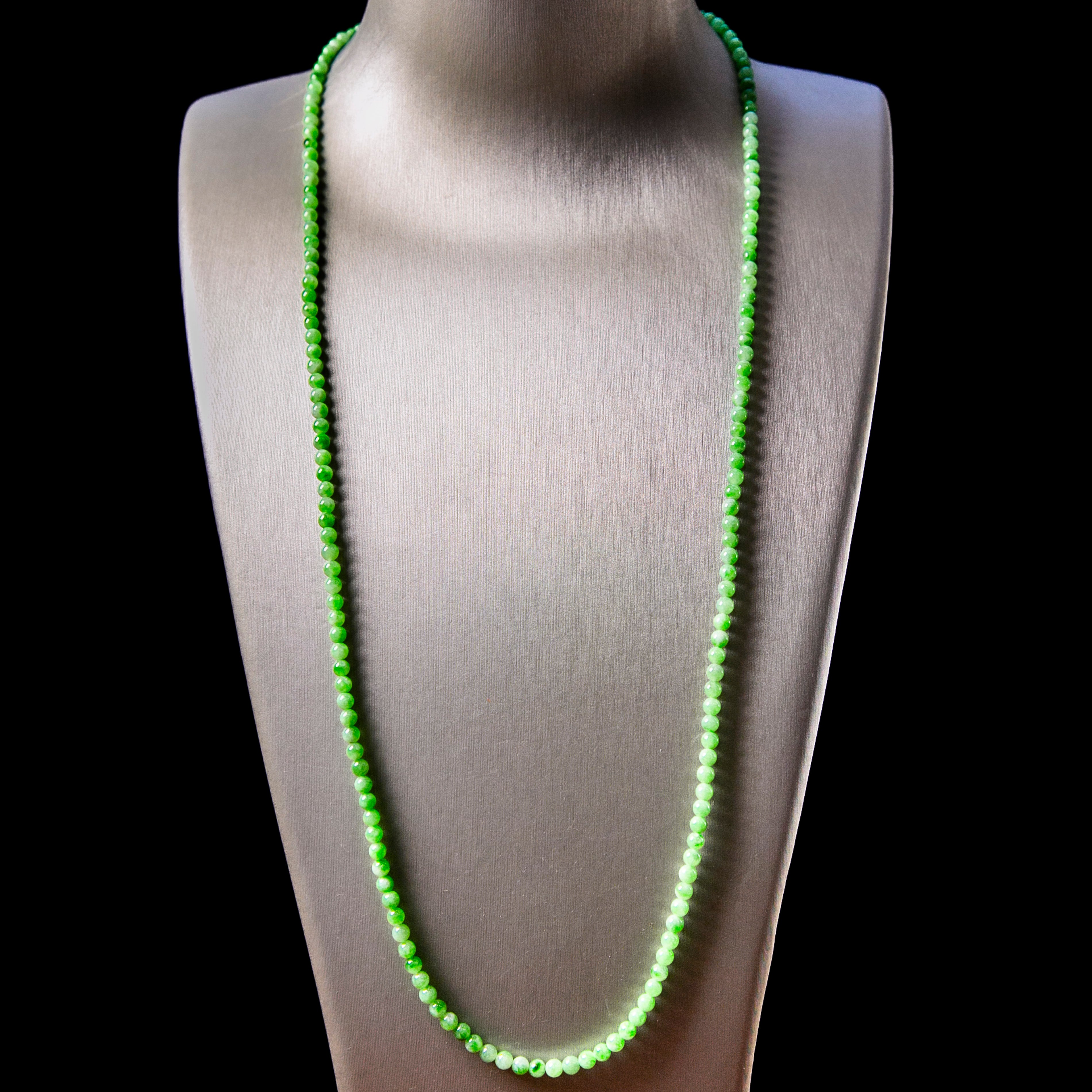 天然緬甸翡翠陽綠飄花小米珠串