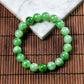Natural Burmese Jade Bright Green Piao Hua Beaded Bracelet