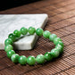 Natural Burmese Jade Bright Green Piao Hua Beaded Bracelet